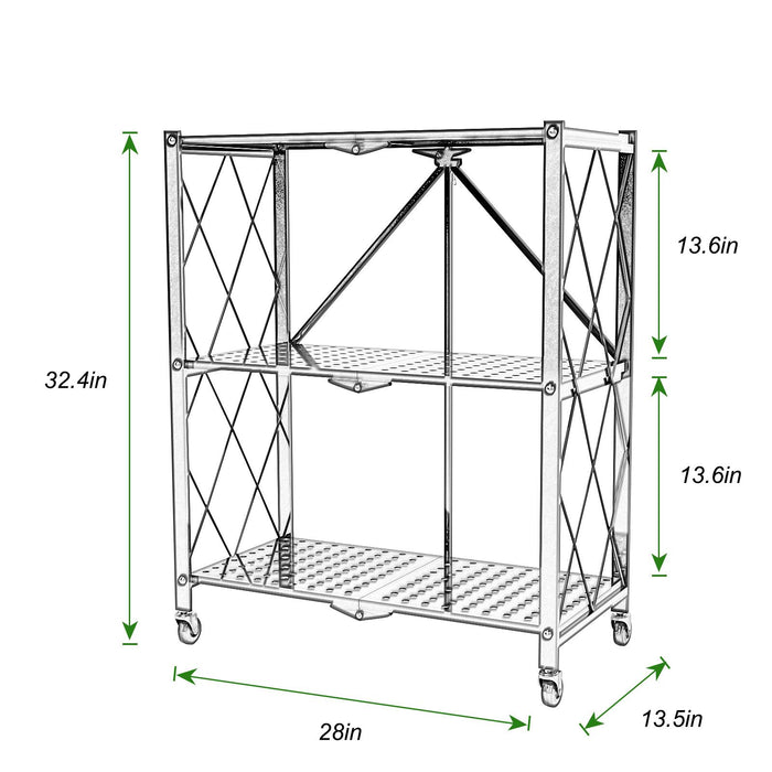 3/4/5-Tier Foldable Shelf, Heavy Duty Metal Rack Storage Shelving Units with Wheels, for Home Office Kitchen Garage,