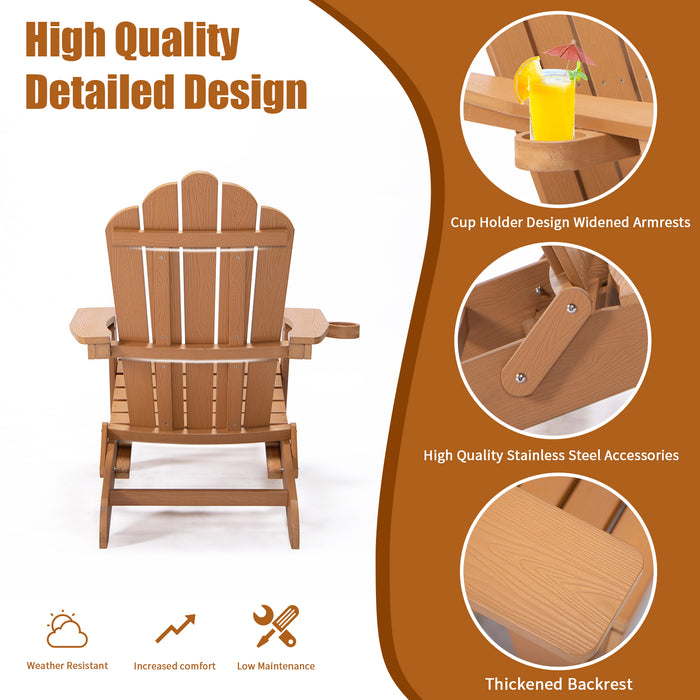 TALE Folding Adirondack Chair with Pullout Ottoman with Cup Holder, Oaversized, Poly Lumbe