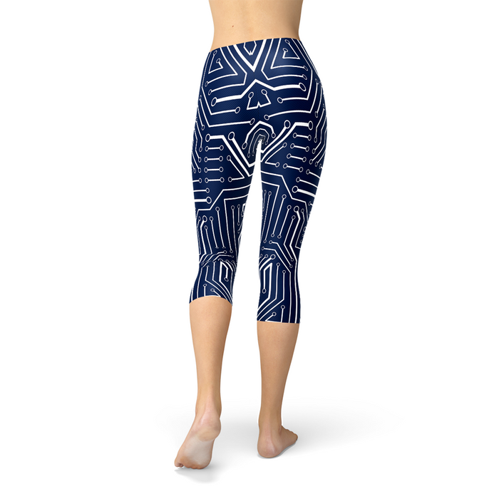 Womens Navy Blue Circuit Capri Leggings