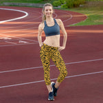 Yellow Tiger Capri Leggings for Women