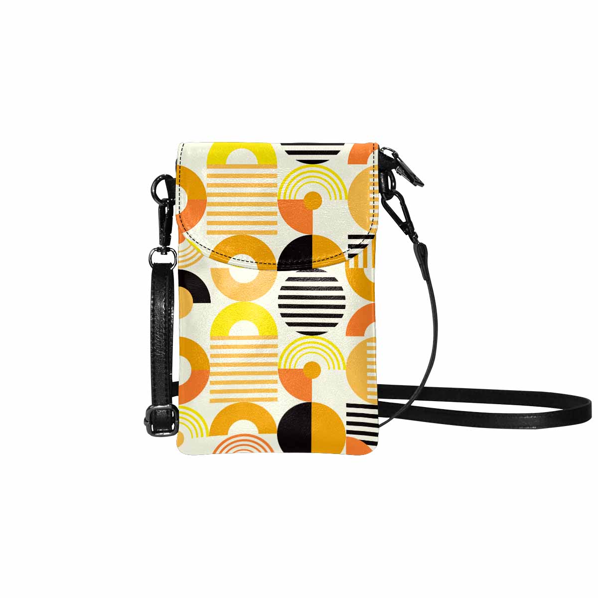 Uniquely You Small Cell Phone Purse, Yellow and Orange Geometric Print