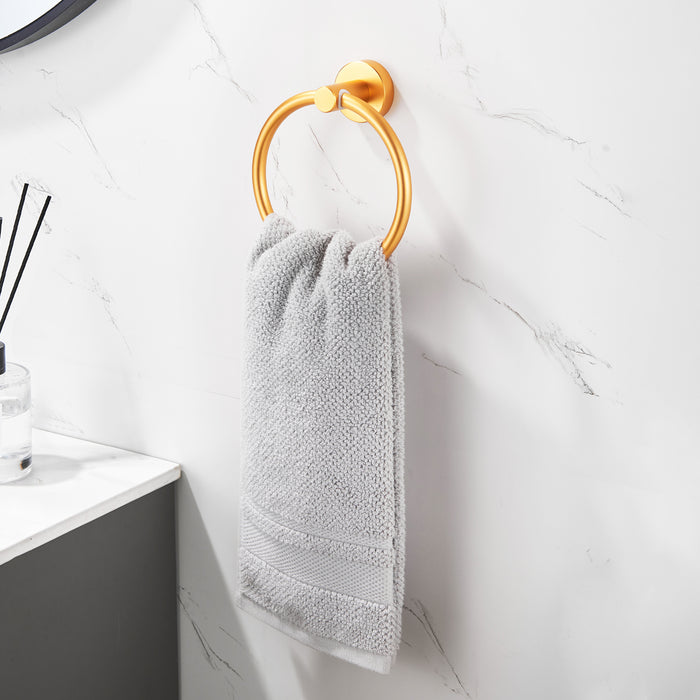 Three-piece Set of Bathroom Accessories: Telescopic Single Rod1, Towel Ring1, Toilet Paper Holder1