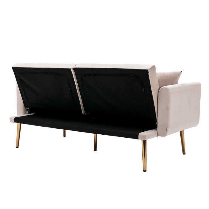 Velvet Sofa , Accent sofa .loveseat sofa with rose gold metal feet