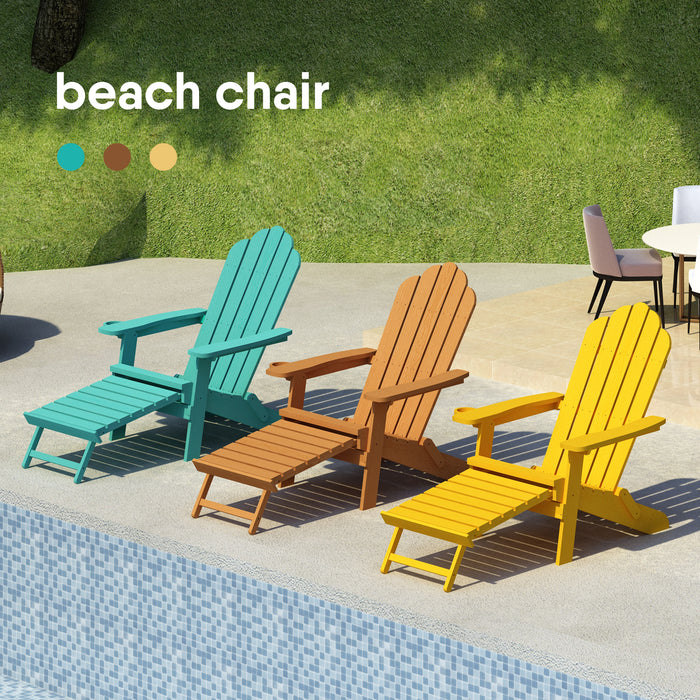 TALE Folding Adirondack Chair with Pullout Ottoman with Cup Holder, Oaversized, Poly Lumbe