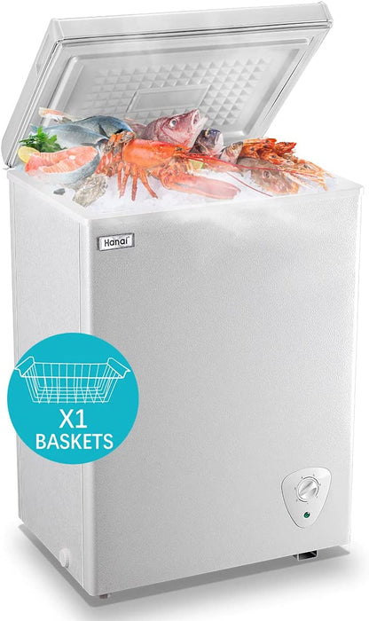 Mydepot WANAI 3.5 Cubic Chest Freezer Feet with Removable Storage Basket