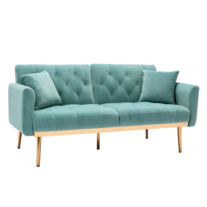 Velvet Sofa , Accent sofa .loveseat sofa with rose gold metal feet