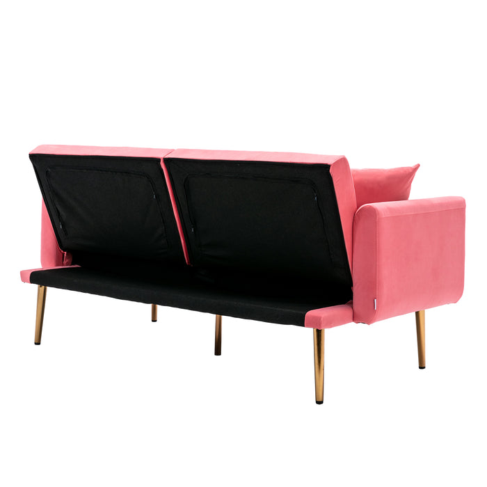 Velvet Sofa , Accent sofa .loveseat sofa with rose gold metal feet