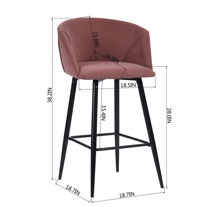 Velvet High Stool with Backrest