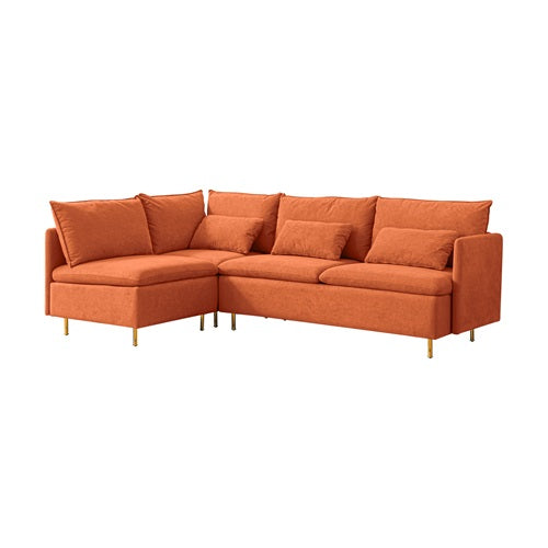 Modular L-shaped Corner sofa ,Left Hand Facing Sectional Couch, Orange Cotton Linen-90.9''