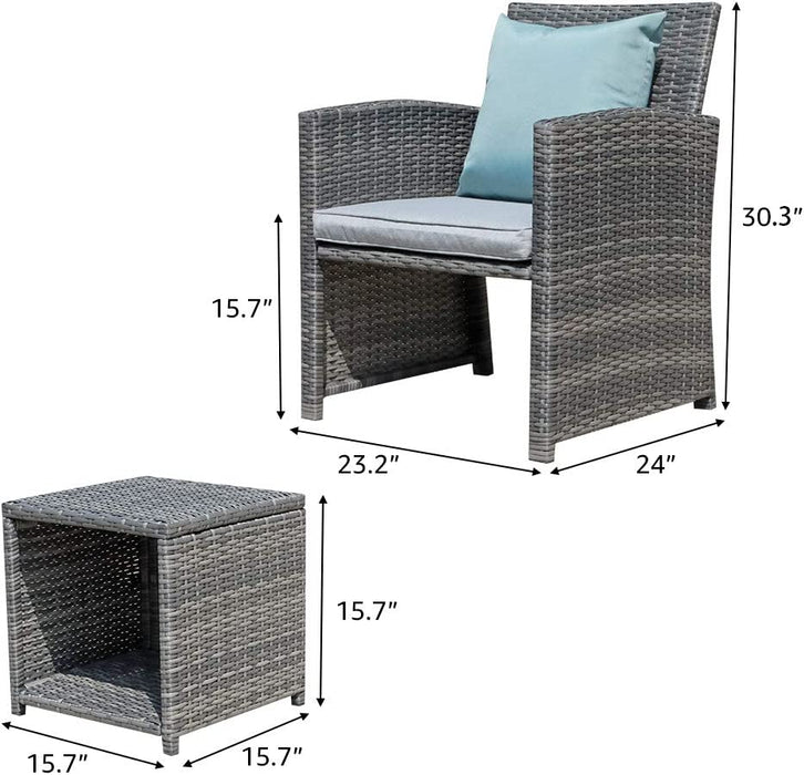 Casual 3 Piece Patio Furniture Set  with Storage Coffee Table