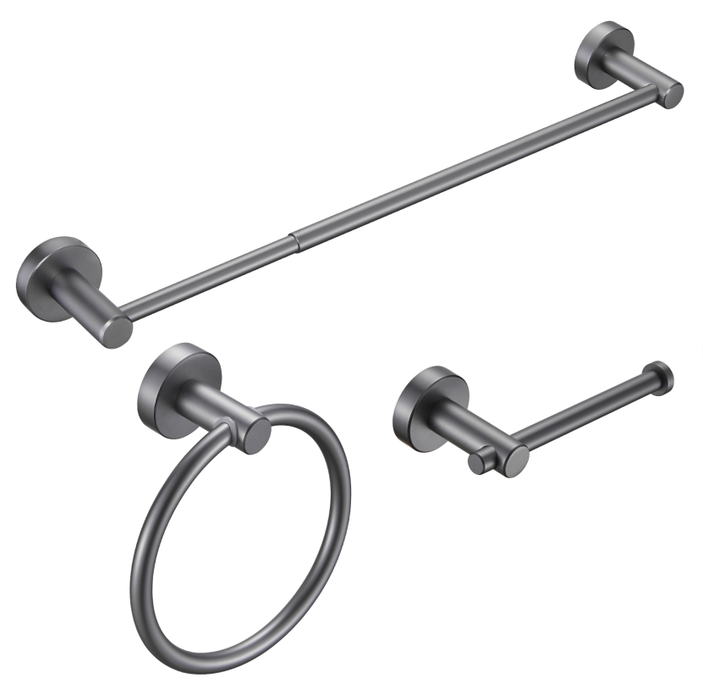 Three-piece Set of Bathroom Accessories: Telescopic Single Rod1, Towel Ring1, Toilet Paper Holder1