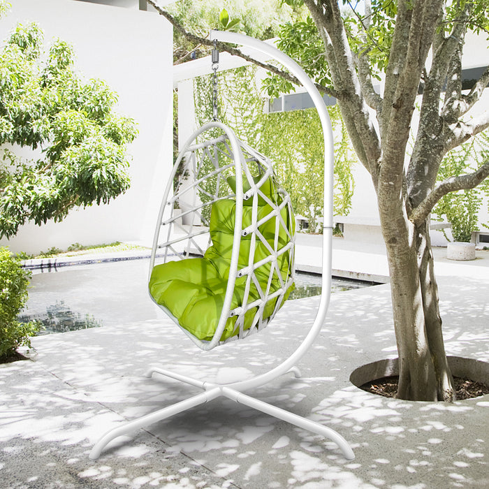 Swing Egg Chair with Stand Indoor Outdoor Rattan Basket Hanging Chair（Banned selling homedpot、lowes）