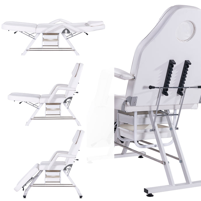 Massage Salon Tattoo Chair with Two Trays， Esthetician Bed with Hydraulic Stool