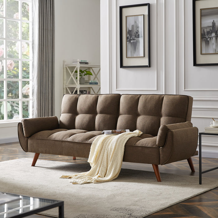 Easy Assembly Loveseat Linen Sleeper Sofa Gray Brown