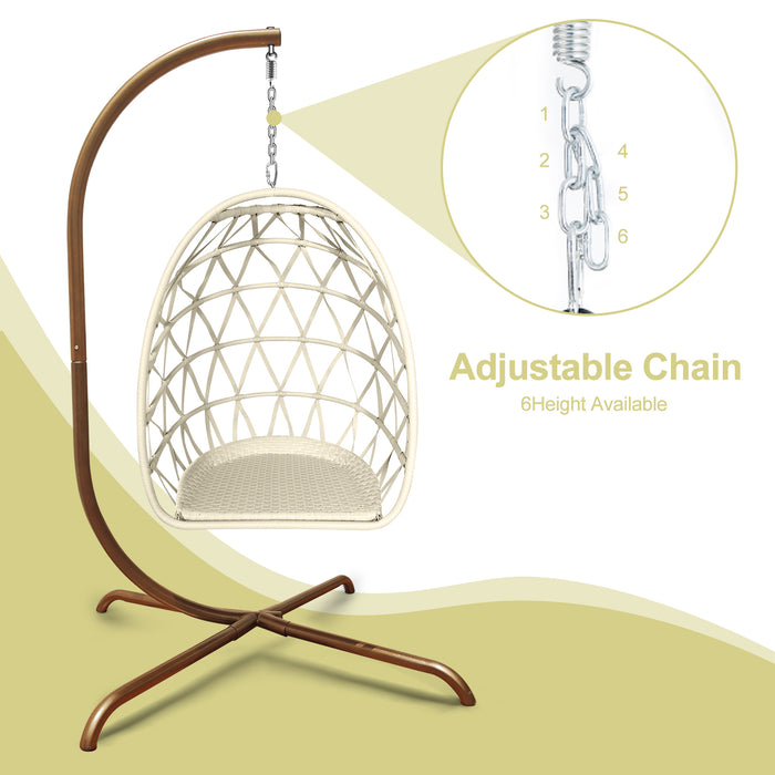 Swing Egg Chair with Stand Indoor Outdoor Rattan Basket Hanging Chair（Banned selling homedpot、lowes）