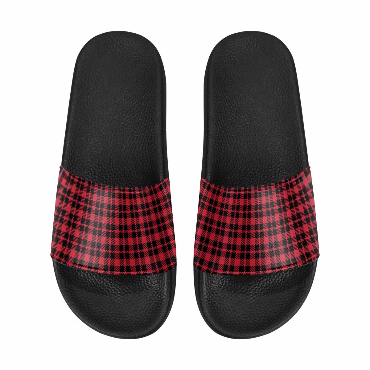 Uniquely You Mens Slide Sandals /      Buffalo Plaid Red and Black