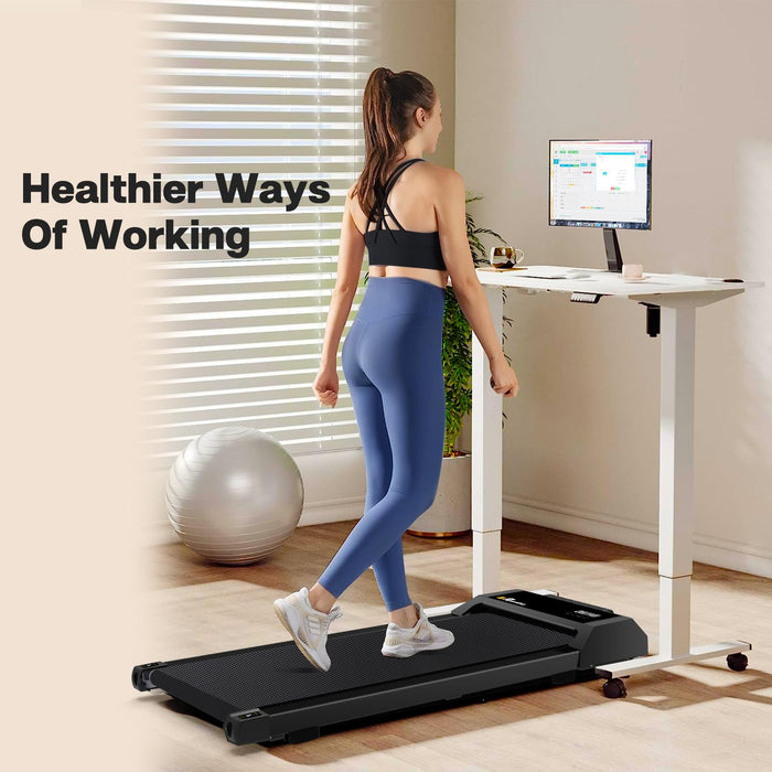 Under Desk Treadmills, 265LBS Capacity Portable Treadmill Walking Pad with Bluetooth and LED Display Electric Running Machine for Home Office Use Inst