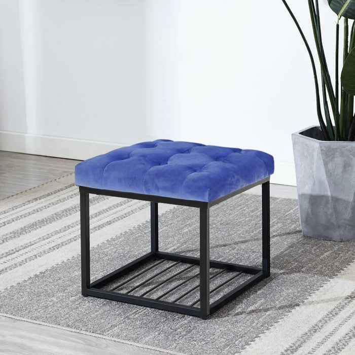 Mydepot Wide Velvet Tufted Square Cocktail Ottoman