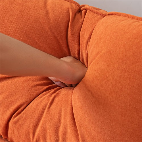 Modular L-shaped Corner sofa ,Left Hand Facing Sectional Couch, Orange Cotton Linen-90.9''