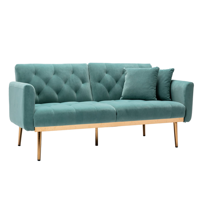 Velvet Sofa , Accent sofa .loveseat sofa with rose gold metal feet