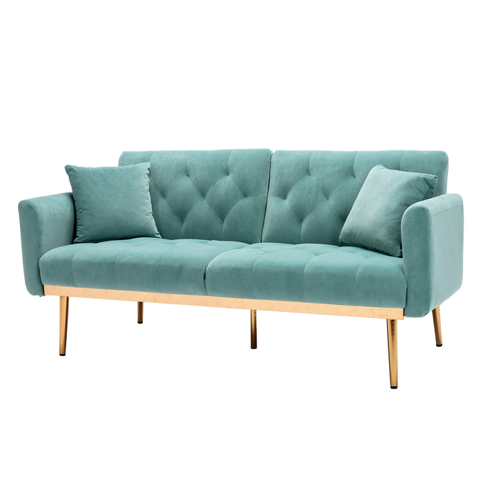 Velvet Sofa , Accent sofa .loveseat sofa with rose gold metal feet