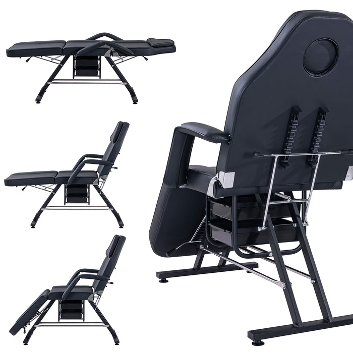 Massage Salon Tattoo Chair with Two Trays， Esthetician Bed with Hydraulic Stool