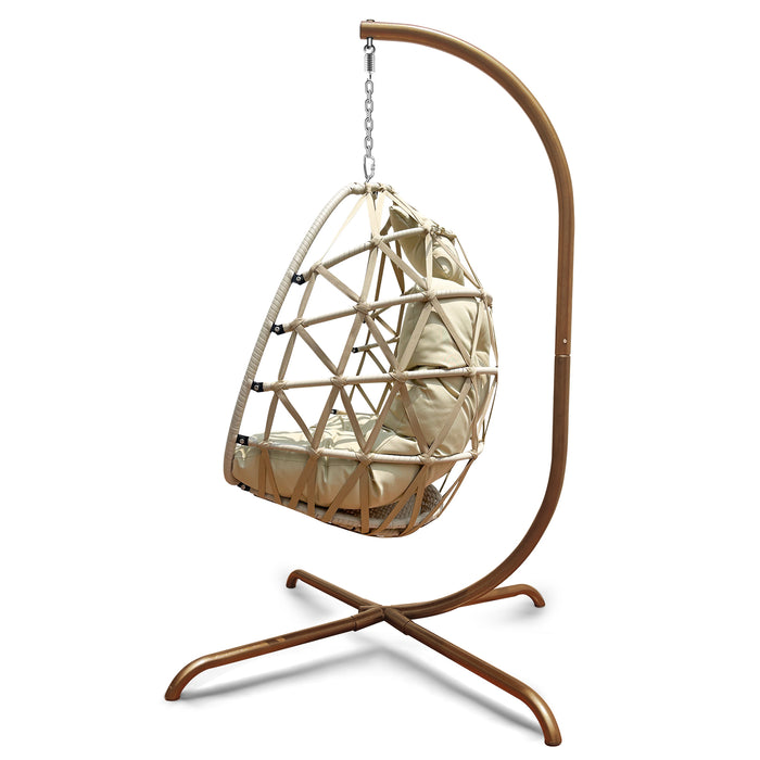 Swing Egg Chair with Stand Indoor Outdoor Rattan Basket Hanging Chair（Banned selling homedpot、lowes）