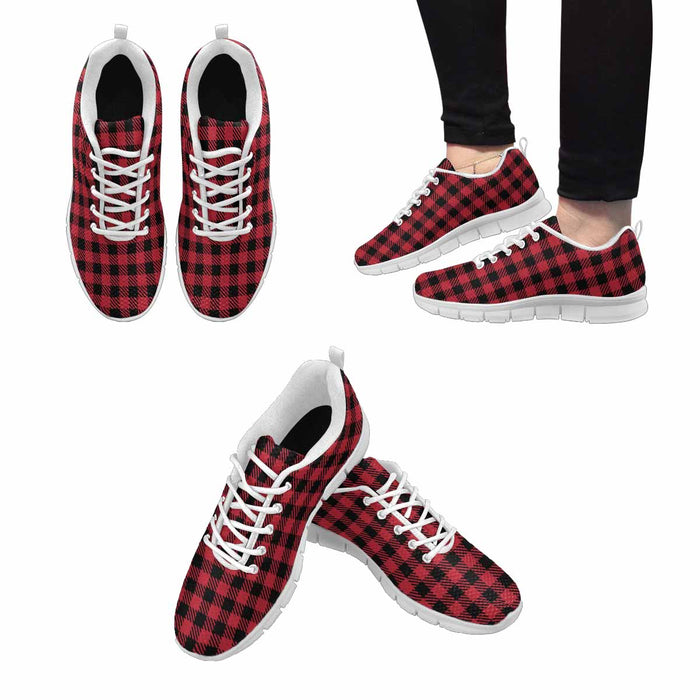 Uniquely You Sneakers for Men,   Buffalo Plaid Red and Black - Running