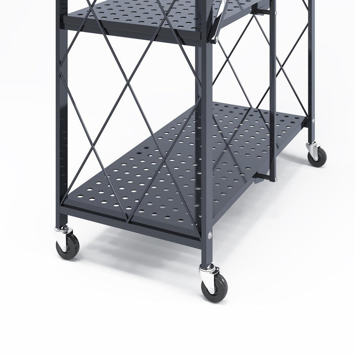 3/4/5-Tier Foldable Shelf, Heavy Duty Metal Rack Storage Shelving Units with Wheels, for Home Office Kitchen Garage,