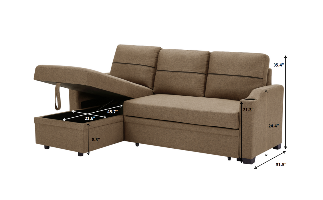 Leisure Pull-out Storage Sofa Chaise Longue Corner Broaching Bed for Living Room