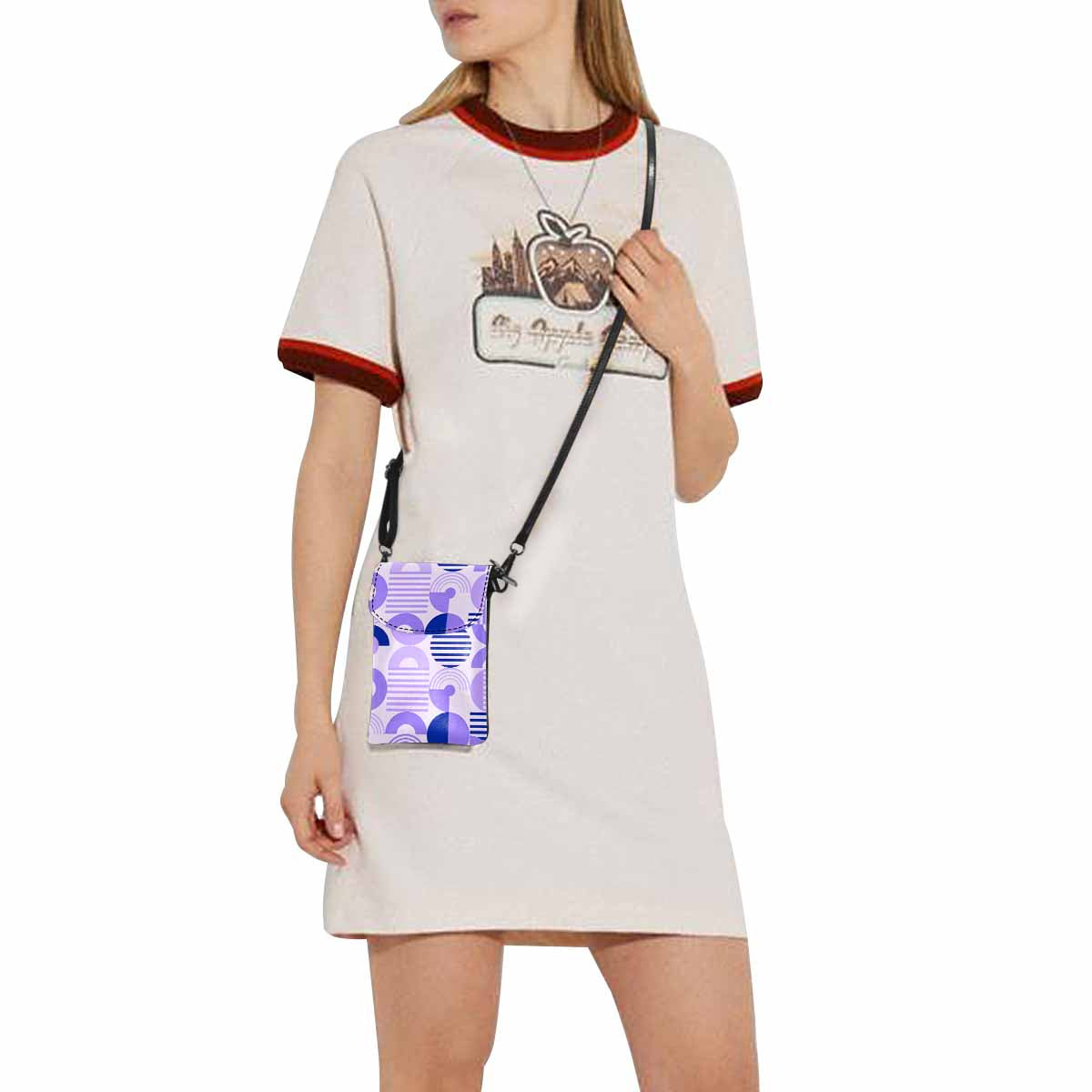 Uniquely You Small Cell Phone Purse, Purple and Blue Geometric Print -