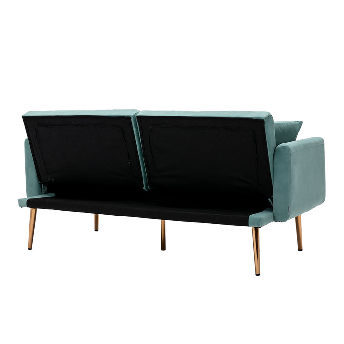 Velvet Sofa , Accent sofa .loveseat sofa with rose gold metal feet