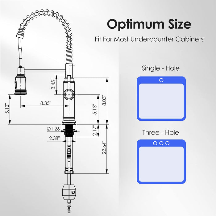 Spring Kitchen Sink Faucet with 3 Modes Pull Down Sprayer