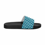 Uniquely You Mens Slide Sandals / Aqua Blue and White Stars