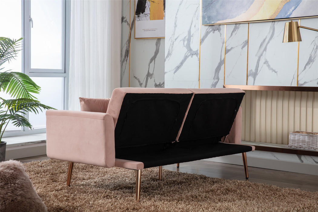 Velvet Sofa , Accent sofa .loveseat sofa with rose gold metal feet