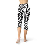 Womens Zebra Stripes Capri Leggings