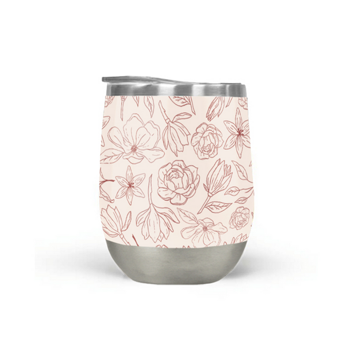 Burgundy Magnolia Wine Tumbler