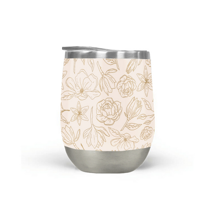 Gold Magnolia Wine Tumbler