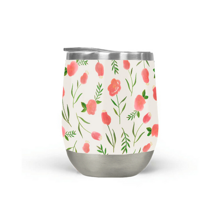 Spring Watercolor Wine Tumbler