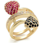 LO1490 - Imitation Gold Brass Ring with Synthetic Garnet in Ruby