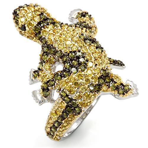 LO1591 Gold+Ruthenium Brass Ring with AAA Grade CZ