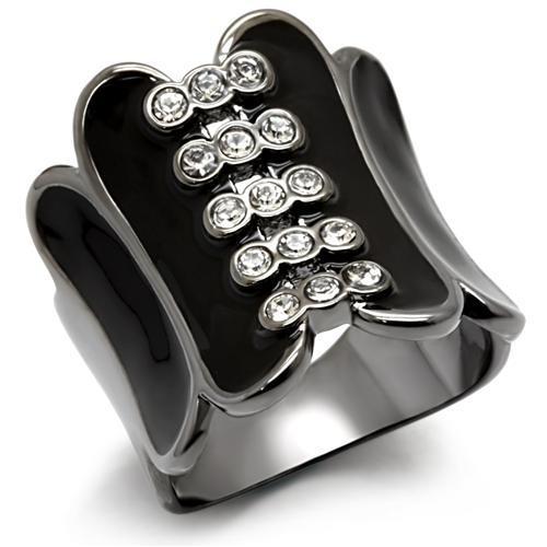LO1623 TIN Cobalt Black Brass Ring with Top Grade