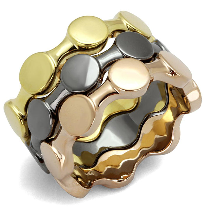 LO3926 - Tricolor Brass Ring with No Stone