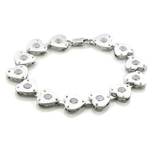 LO586 - Matte Rhodium & Rhodium Brass Bracelet with AAA Grade CZ  in