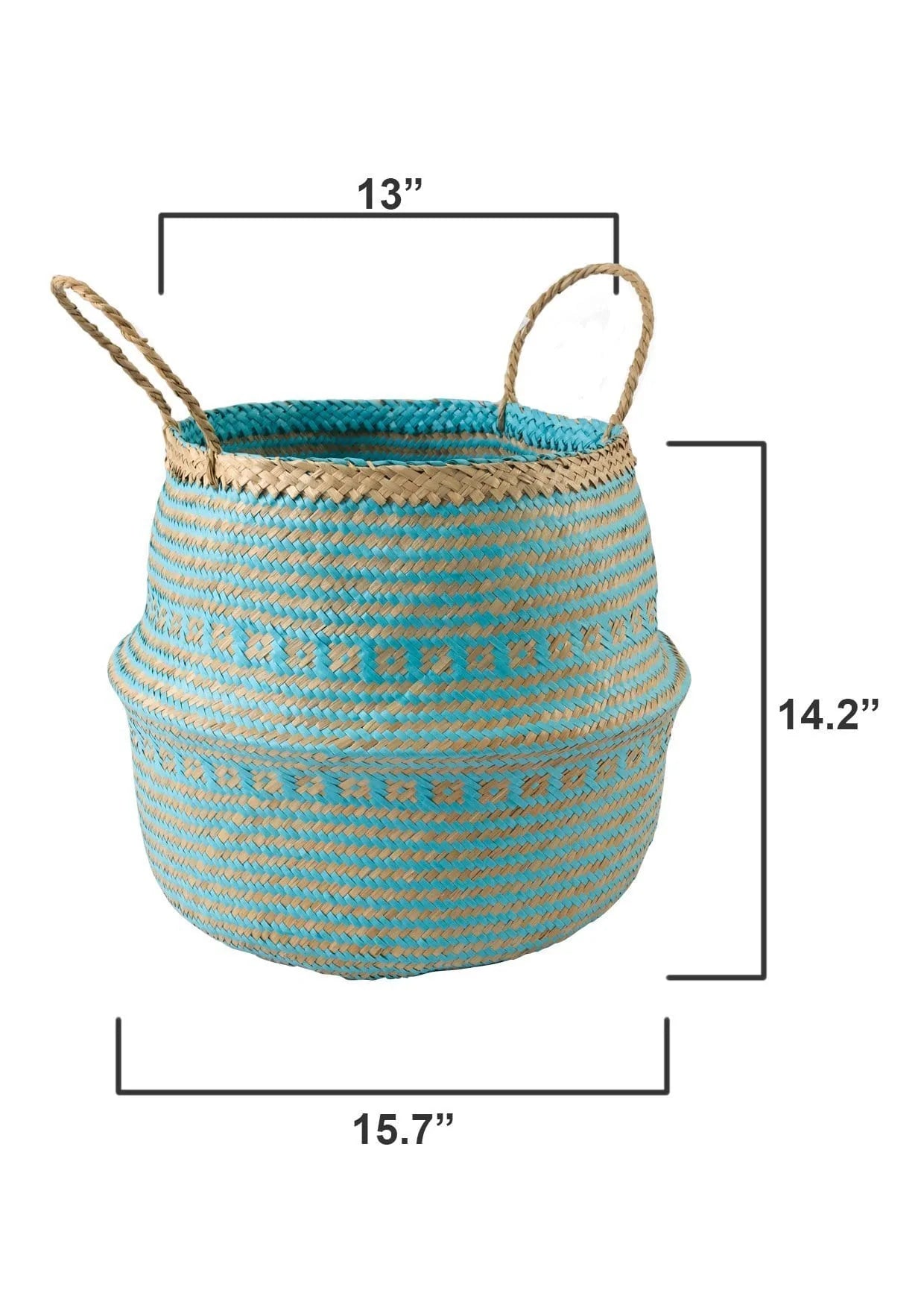 Large Belly Baskets with Handles (Set 2)| Woven Baskets for Laundry Storage & Home Supplies