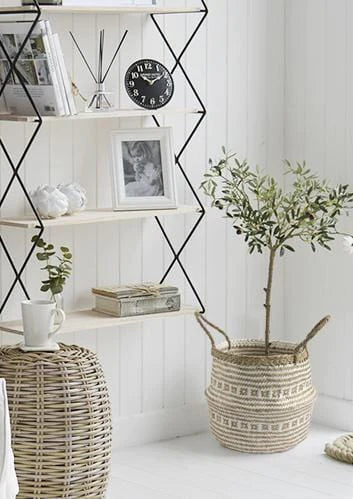 Large Belly Baskets with Handles (Set 2)| Woven Baskets for Laundry Storage & Home Supplies