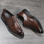 Handmade Microfiber Leather Men Oxfords Lace-Up 2019 Carved Business Men Formal Shoes, Men Dress Shoes