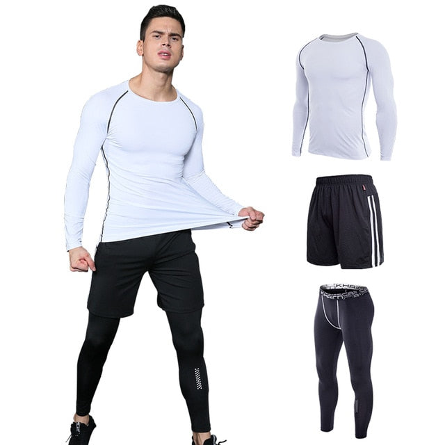 Compression Clothing Tracksuit Men's Gym Training Fitness Sportswear Athletic Physical Workout Suits Running Jogging Sport