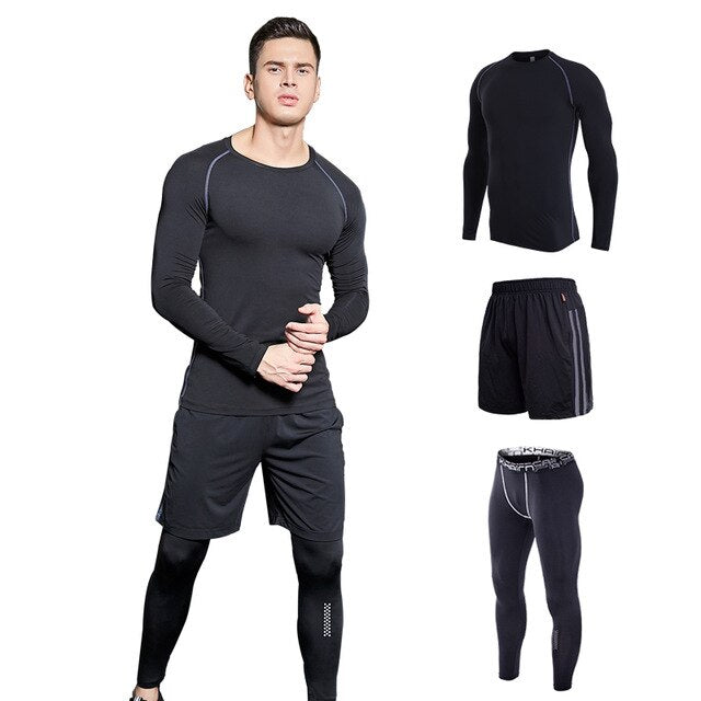 Compression Clothing Tracksuit Men's Gym Training Fitness Sportswear Athletic Physical Workout Suits Running Jogging Sport