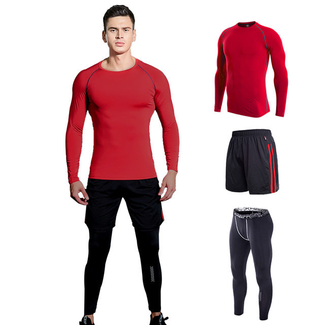 Compression Clothing Tracksuit Men's Gym Training Fitness Sportswear Athletic Physical Workout Suits Running Jogging Sport